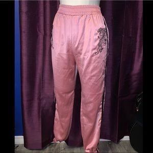 Pink Satin Tiger Pants